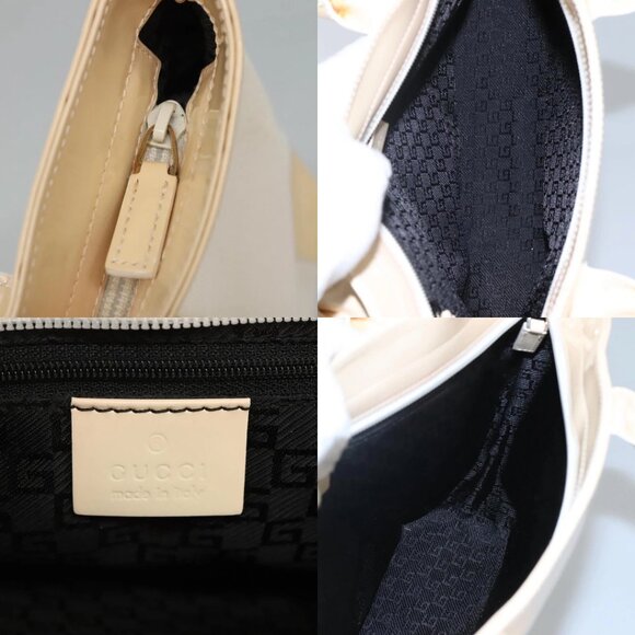 GUCCI Sherry Line Hand Bag Canvas White Black Auth ep7988 - Picture 15 of 15